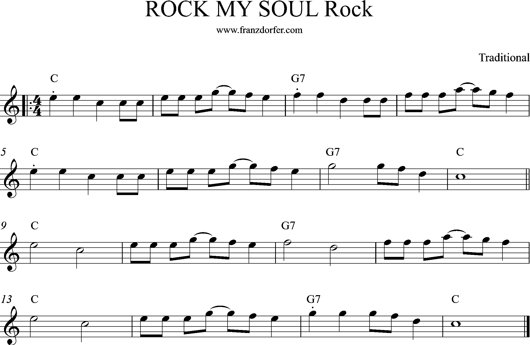 Noten Rock my Soul, C-Dur